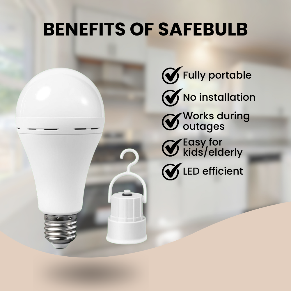 SafeGlow – Rechargeable Emergency Light Bulb
